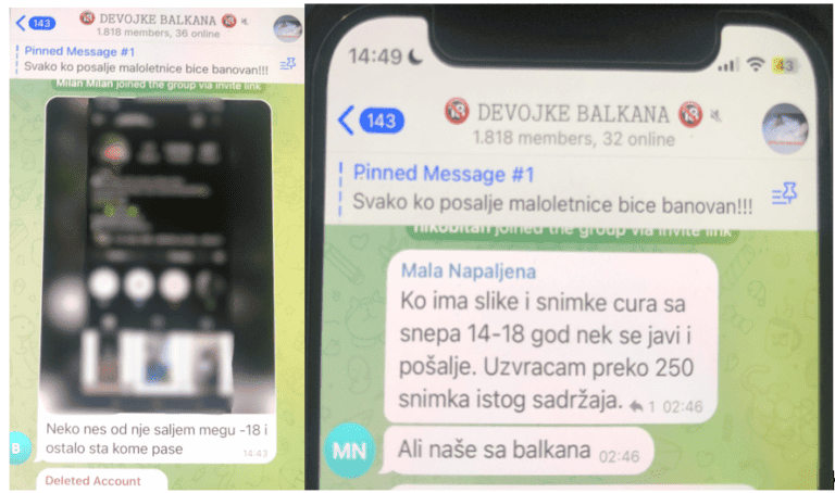 Slike ekrana Telegram grupa.