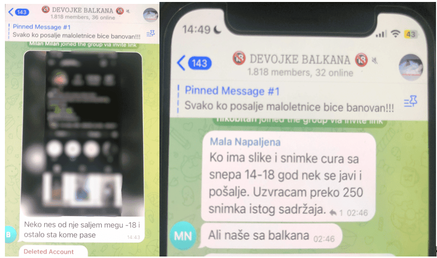 Slike ekrana Telegram grupa.