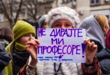 Antiprotestne izmene Zakona o osnovama sistema obrazovanja i vaspitanja Skup podrške profesorima Pete beogradske gimnazije; Foto: Iva Tanacković