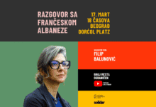 Razgovor sa Frančeskom Albaneze 17. marta u Beogradu Albaneze u Beogradu poster