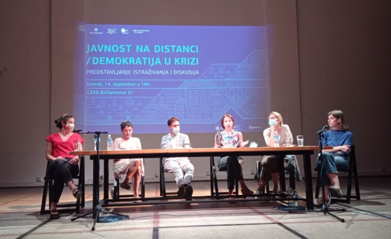 Predstavljanje istraživanja „Javnost na distanci, demokratija u krizi” u CZKD; Foto: Iskra Krstić / Mašina