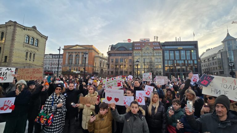 Protestni skup u Oslu 26. januara; Foto: Aleksandra Tanasković